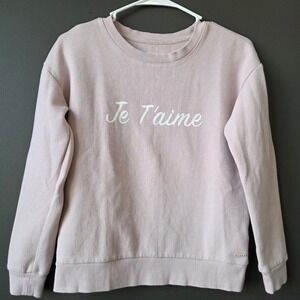 MNY Marc‎ New York Performance Pink Je T'aime Waffle Knit Crewneck Sweatshirt XS